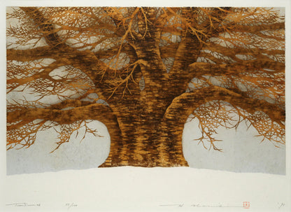並木一「Tree　Scene　56」木版画（箔摺）　作品全体画像