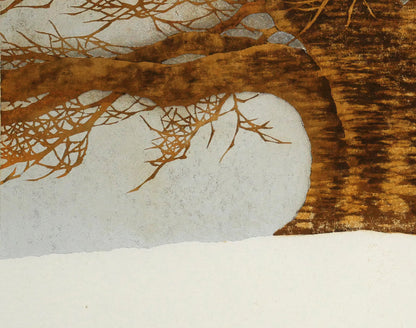 並木一「Tree　Scene　56」木版画（箔摺）　拡大画像3