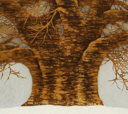 並木一「Tree　Scene　56」木版画（箔摺）　拡大画像5