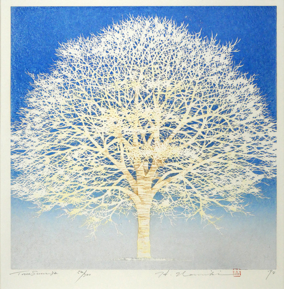 並木一「Tree　Scene　32」木版画　作品全体画像