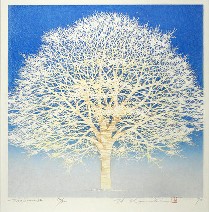 並木一「Tree　Scene　32」木版画　作品全体画像