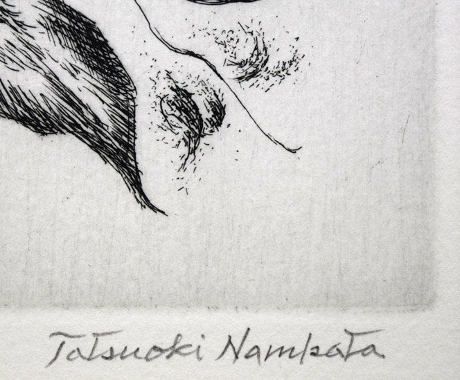 難波田龍起「生物苑」銅版画　本人直筆鉛筆サイン画像