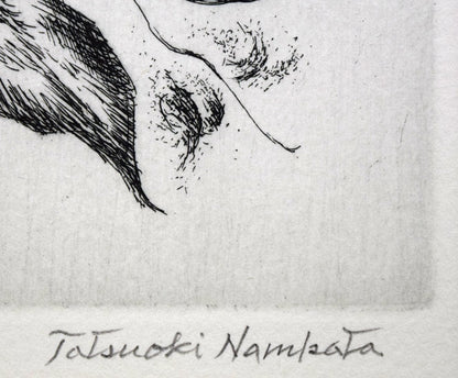 難波田龍起「生物苑」銅版画　本人直筆鉛筆サイン画像
