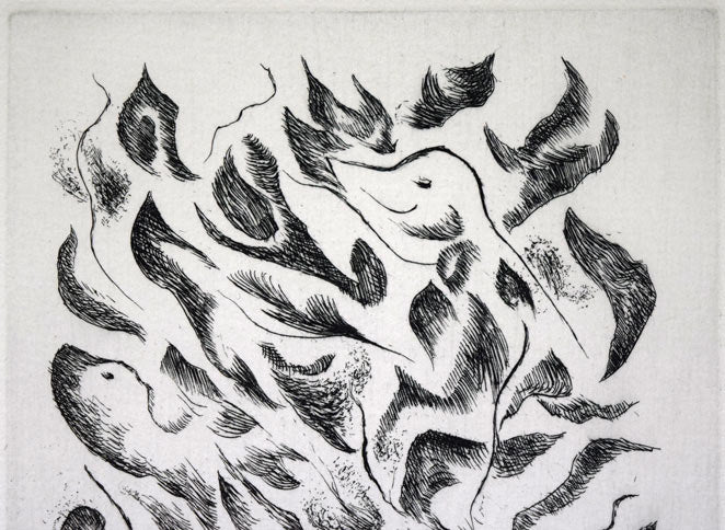 難波田龍起「生物苑」銅版画　拡大画像1