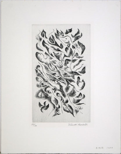 難波田龍起「生物苑」銅版画　作品シート全体画像