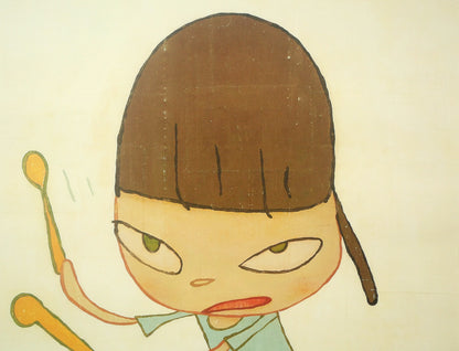 奈良美智「Marching on a Butterbur Leaf（ポスター）」オフセット額装　拡大画像1