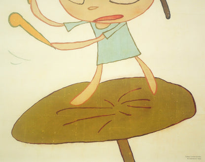 奈良美智「Marching on a Butterbur Leaf（ポスター）」オフセット額装　拡大画像3