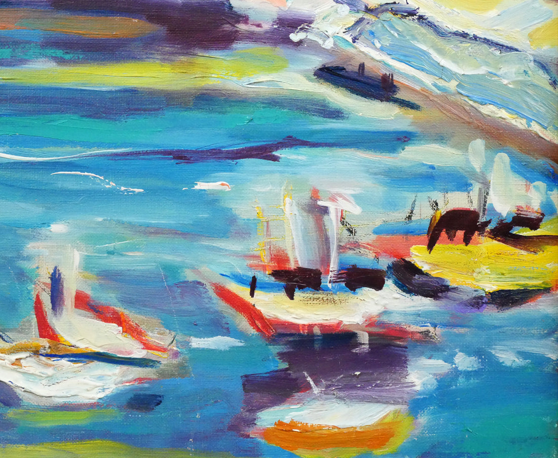 夏山亞貴王「小樽祝津港」油絵・F8号　拡大画像4