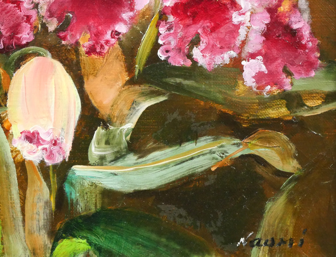 年代尚美「カトレア」油絵・F4号　拡大画像4