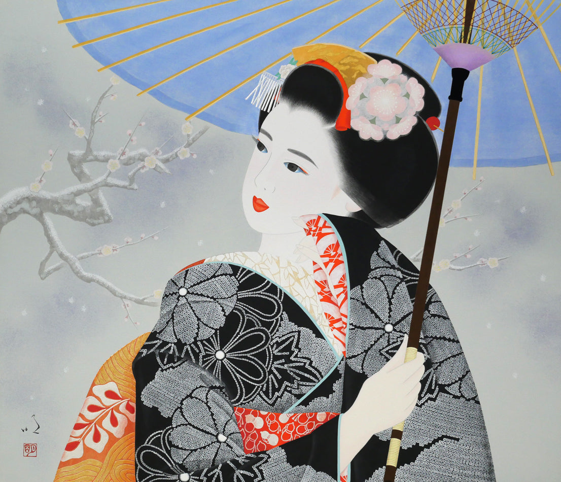 新稲明「淡雪」日本画・F10号　作品全体画像