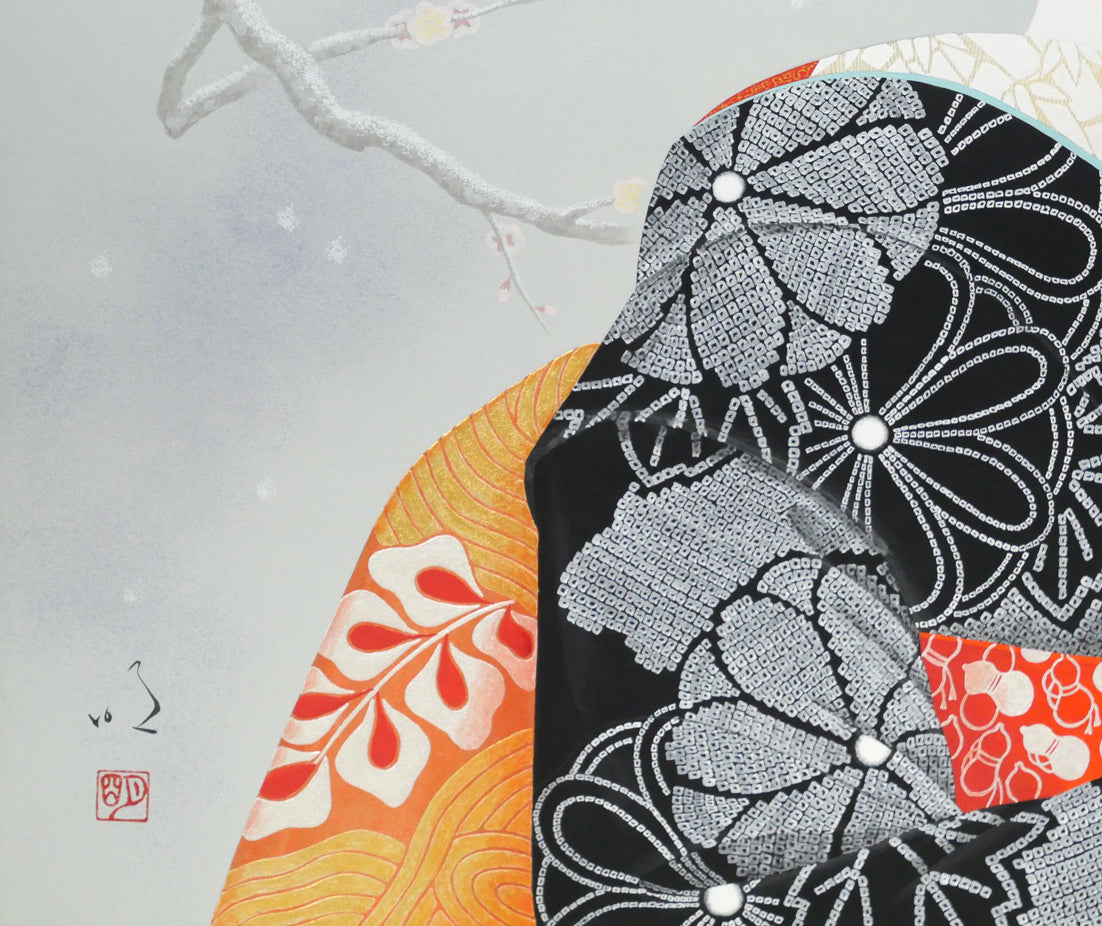 新稲明「淡雪」日本画・F10号　拡大画像4