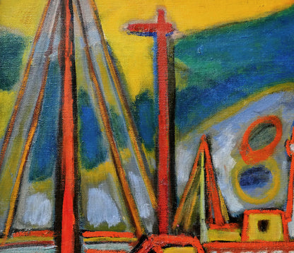 鳰川誠一「港」油絵・F10号　拡大画像1