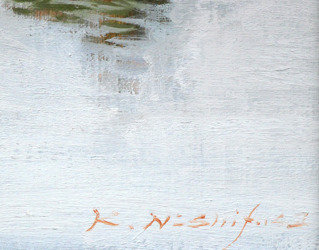 西房浩二「キャッスルガーデン（イギリス）」油絵・F6号　サイン拡大画像