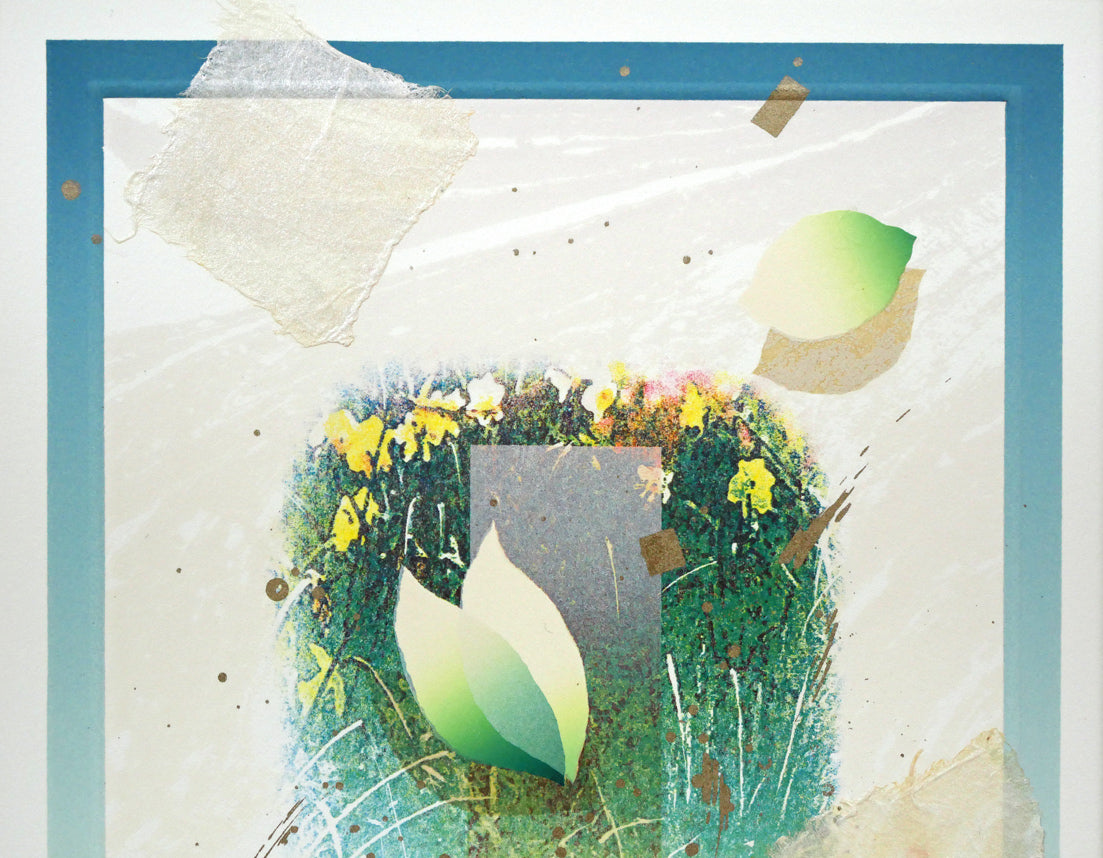 西川洋一郎「EVERGREEN」リトグラフにコラージュ　拡大画像1