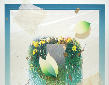 西川洋一郎「EVERGREEN」リトグラフにコラージュ　拡大画像1