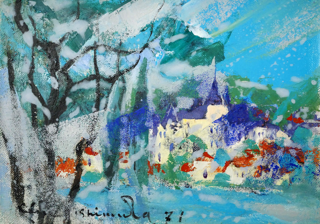 西村計雄「フランスの田舎」油絵・SM　作品全体画像