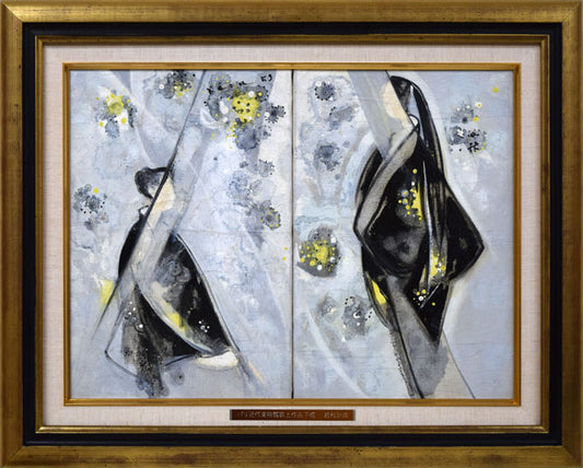 西村計雄「Kimono（パリ近代美術館買上作品下絵）」油絵・P6号並列
