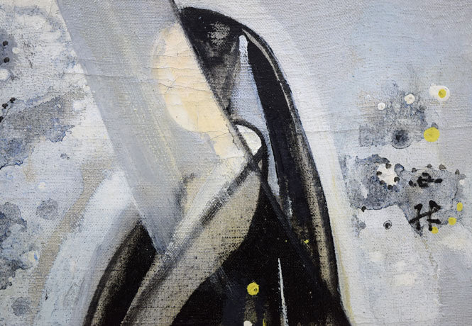 西村計雄「Kimono（パリ近代美術館買上作品下絵）」油絵・P6号並列　右側部分拡大画像2