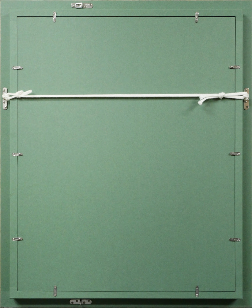 西村計雄「山茶花」油絵・P10号　額縁裏側画像