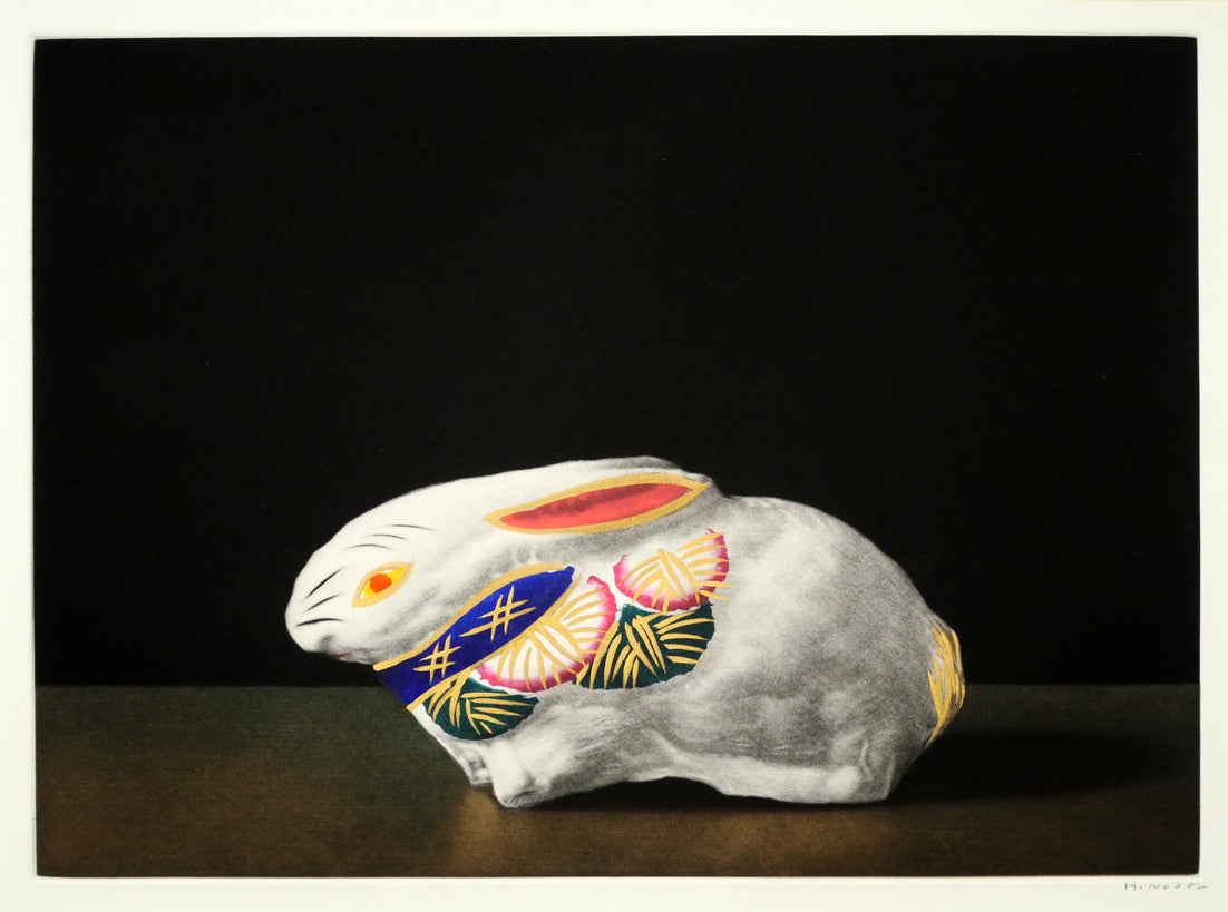 野田弘志「福々兎（卯）」メゾチント（銅版画）　作品全体画像