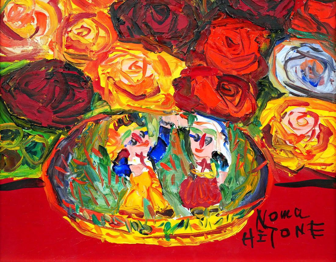 野間仁根「薔薇」油絵・F6号　拡大画像2