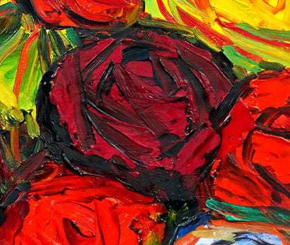 野間仁根「薔薇」油絵・F6号　拡大画像4