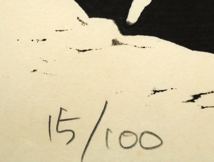野村たかあき「鬼に金棒1993」木版画　限定番号（ed,15/100）