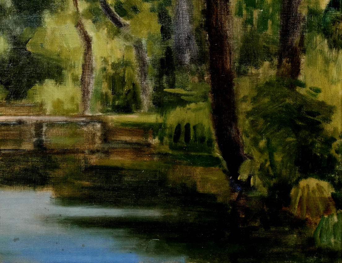 能勢真美「樹木と池（植物園・札幌）」油絵・M15号　拡大画像5
