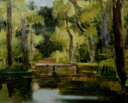 能勢真美「樹木と池（植物園・札幌）」油絵・M15号　拡大画像4