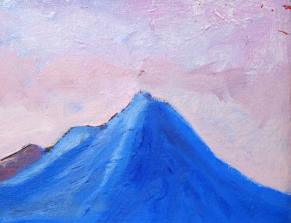 沼田卓「朝の湖（支笏湖：樽前山と風不死岳）」油絵・F6号　拡大画像2