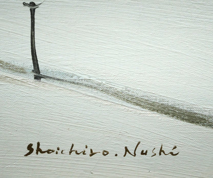 塗師祥一郎「春近い美国（積丹）」油絵・P10号　サイン画像