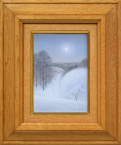 越智紀久張「冬山（北海道風景）」油絵・SM