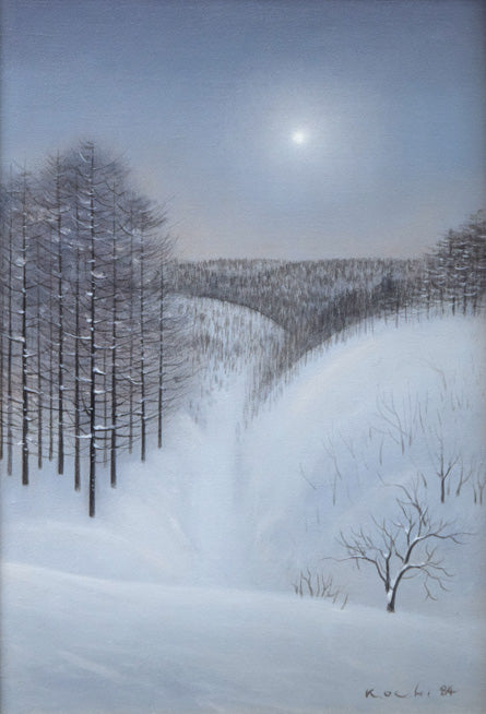越智紀久張「冬山（北海道風景）」油絵・SM　作品全体拡大画像