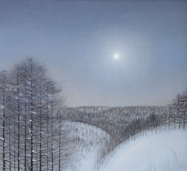 越智紀久張「冬山（北海道風景）」油絵・SM　拡大画像1