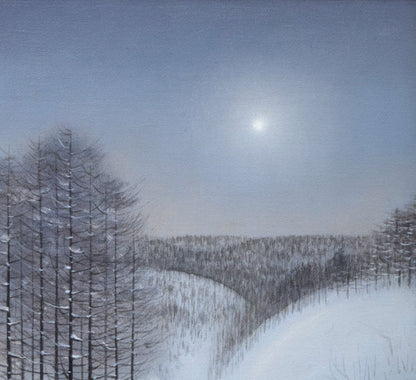 越智紀久張「冬山（北海道風景）」油絵・SM　拡大画像1