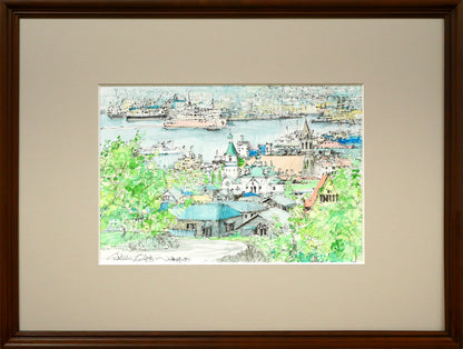小田切訓「海峡の町（函館）」水彩画・5号