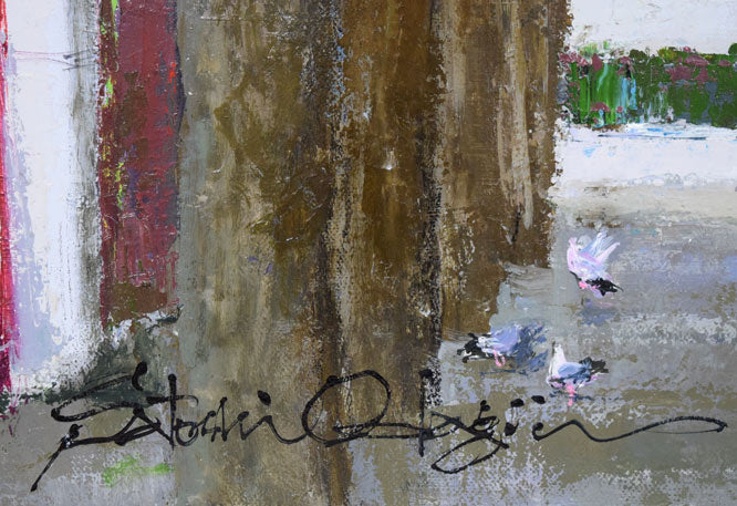 小田切訓「モンマルトルの並木（パリ）」油絵・F40号　サイン拡大画像