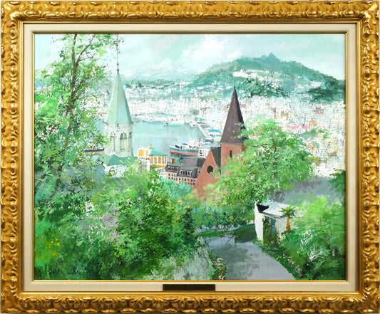 小田切訓「長崎（大浦天主堂）」油絵・F30号