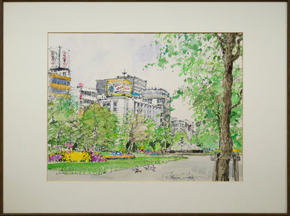 小田切訓「札幌大通公園」水彩画・6号
