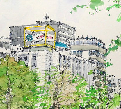 小田切訓「札幌大通公園」水彩画・6号　拡大画像5