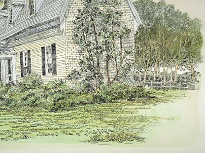 織田義郎「ノースフォークの家（アメリカ）」銅版画に手彩色　拡大画像4