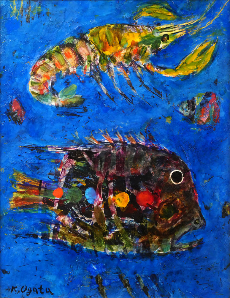 尾形圭介「海まつり」油絵・F6号　作品全体画像