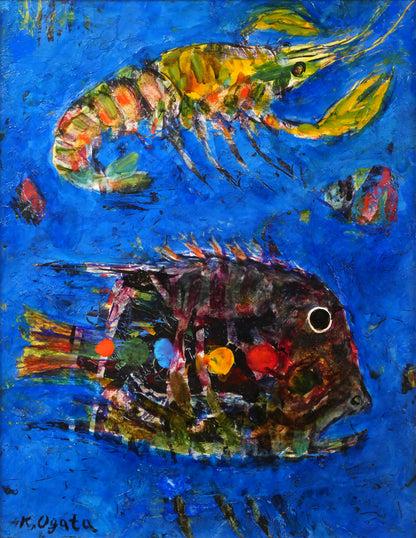 尾形圭介「海まつり」油絵・F6号　作品全体画像