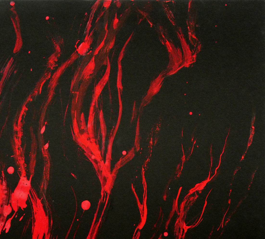 小川東洲「FLAME／炎」肉筆書（紙に岩彩）額装　拡大画像2