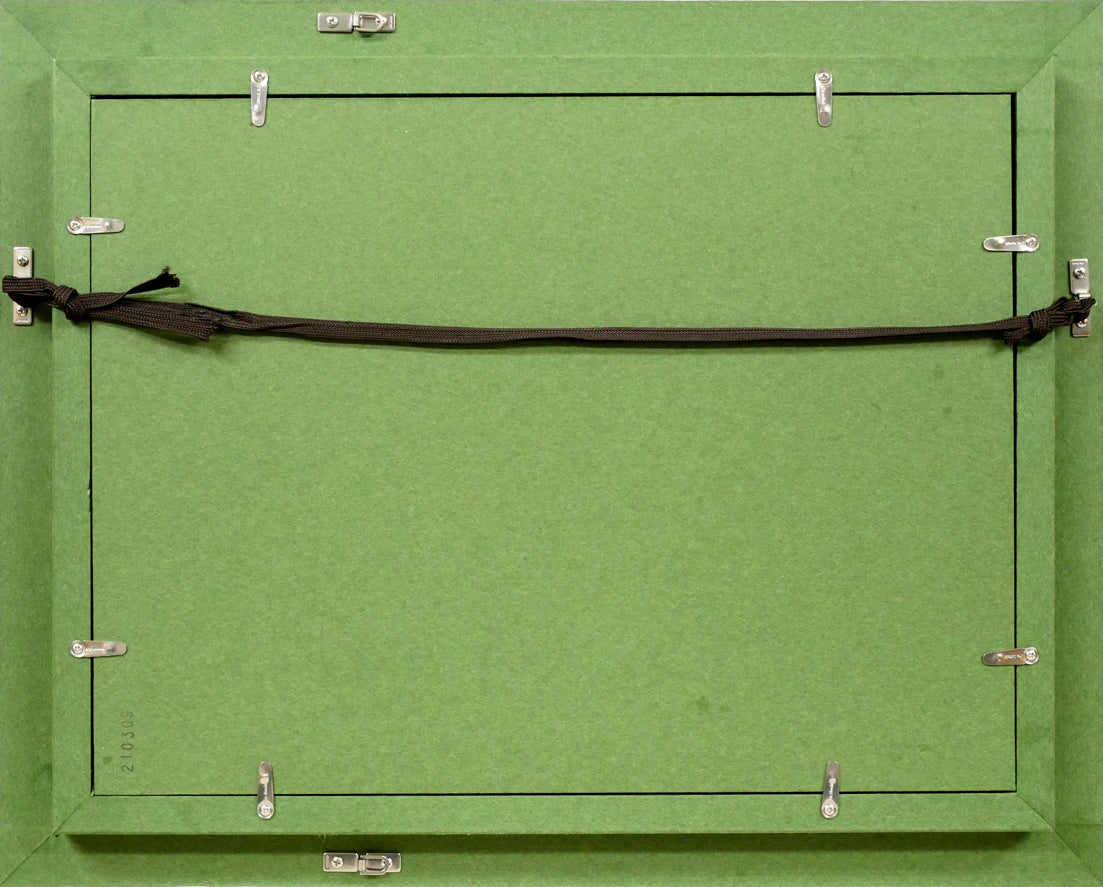 小川マリ「紫の花」油絵・F4号　額縁裏側画像