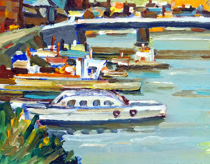 小川清「小樽運河」油絵・F4号　拡大画像3