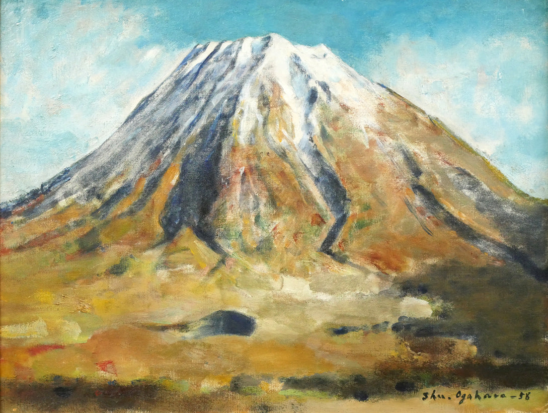 小川原脩「風景（羊蹄山）」油絵・P10号　作品全体拡大画像