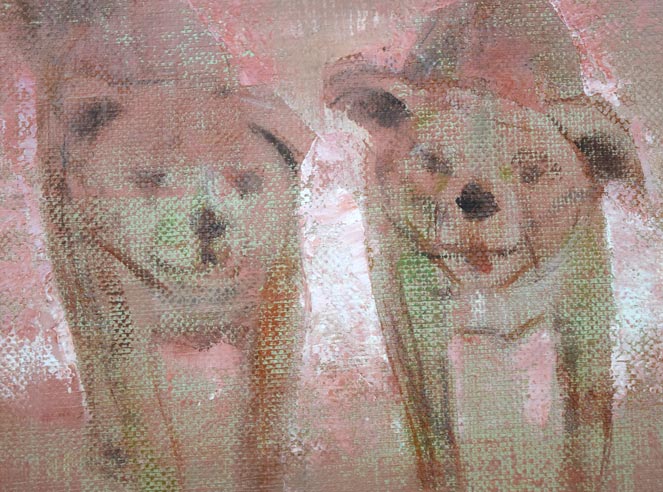 小川原脩「トドワラの犬」油絵・P8号　拡大画像3