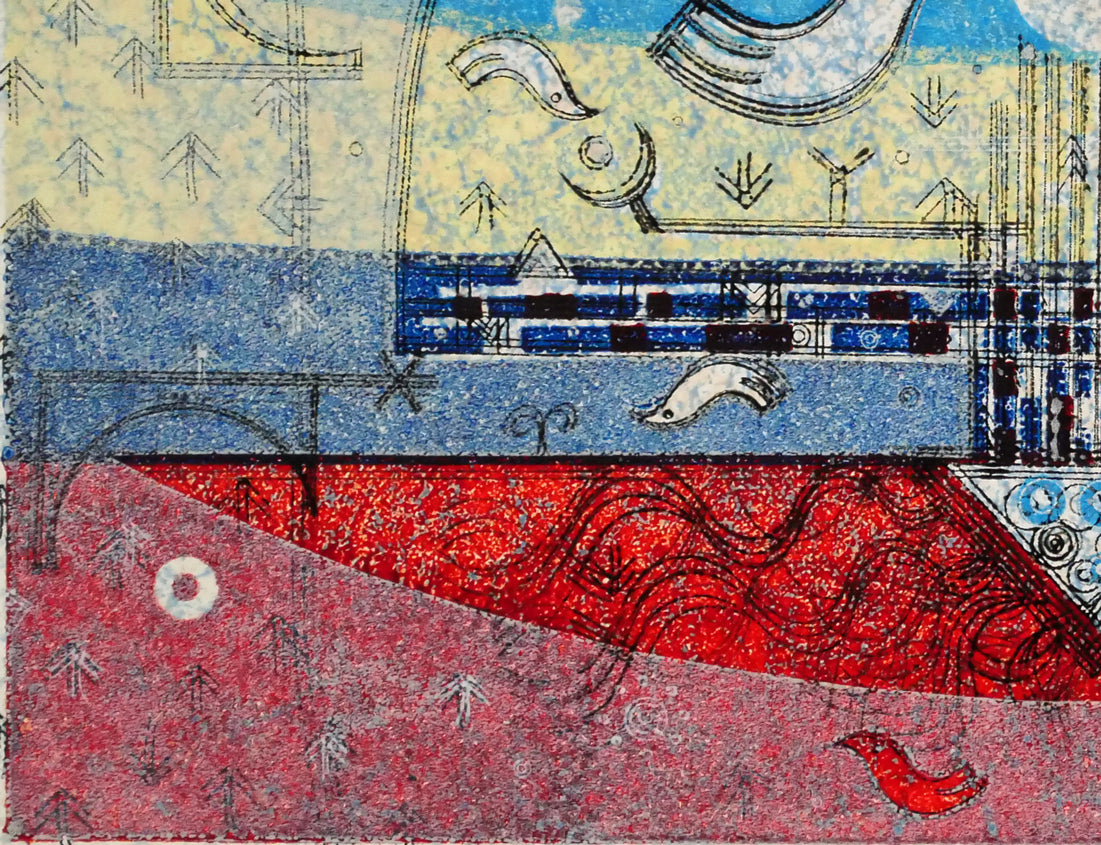 大場正男「憩」ペーパースクリーン版画　拡大画像4