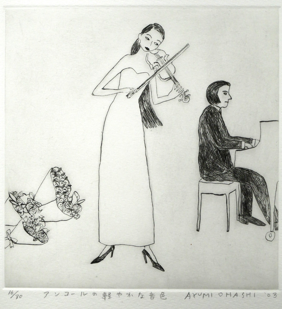 大橋歩「アンコールの軽やかな音色」銅版画　作品全体画像
